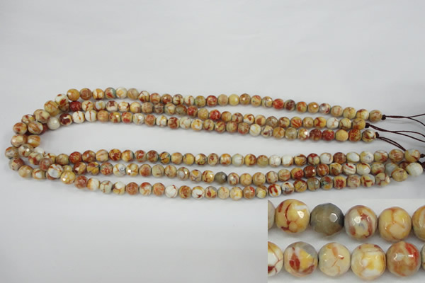 CAG4482 15.5 inches 6mm faceted round fire crackle agate beads