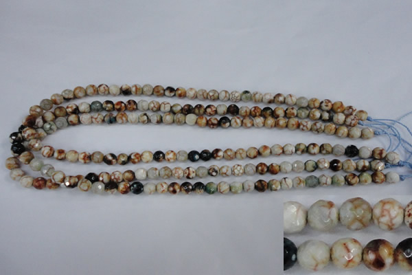 CAG4483 15.5 inches 6mm faceted round fire crackle agate beads