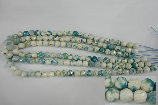 CAG4492 15.5 inches 8mm faceted round fire crackle agate beads