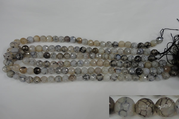 CAG4498 15.5 inches 8mm faceted round fire crackle agate beads