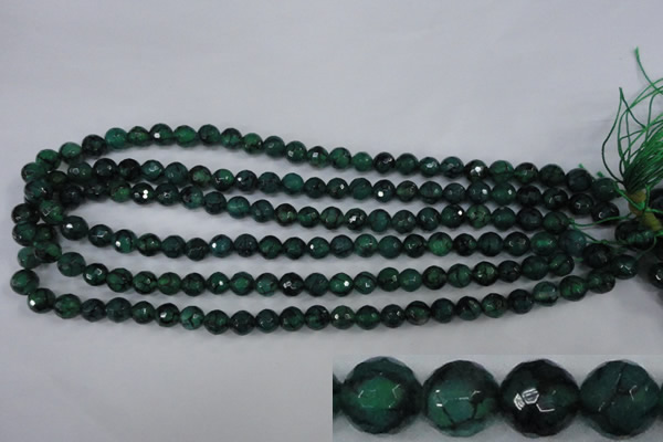 CAG4499 15.5 inches 8mm faceted round fire crackle agate beads