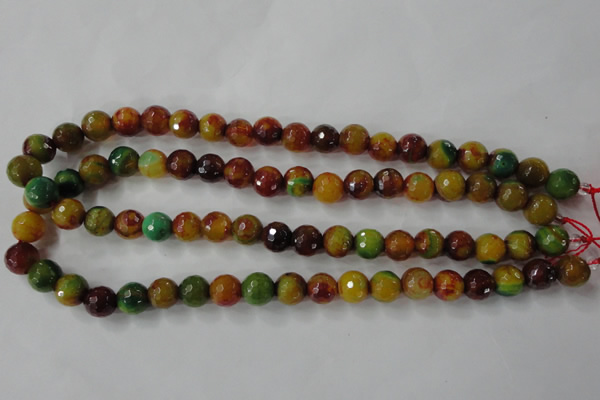 CAG4520 15.5 inches 10mm faceted round fire crackle agate beads