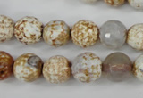 CAG4521 15.5 inches 10mm faceted round fire crackle agate beads