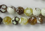 CAG4523 15.5 inches 10mm faceted round fire crackle agate beads