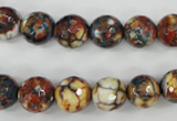 CAG4525 15.5 inches 10mm faceted round fire crackle agate beads