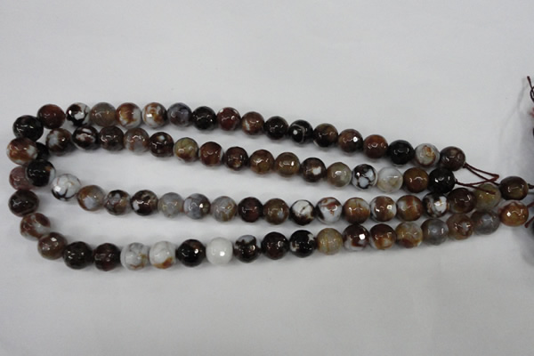 CAG4526 15.5 inches 10mm faceted round fire crackle agate beads