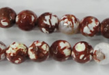 CAG4527 15.5 inches 10mm faceted round fire crackle agate beads