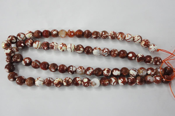 CAG4527 15.5 inches 10mm faceted round fire crackle agate beads