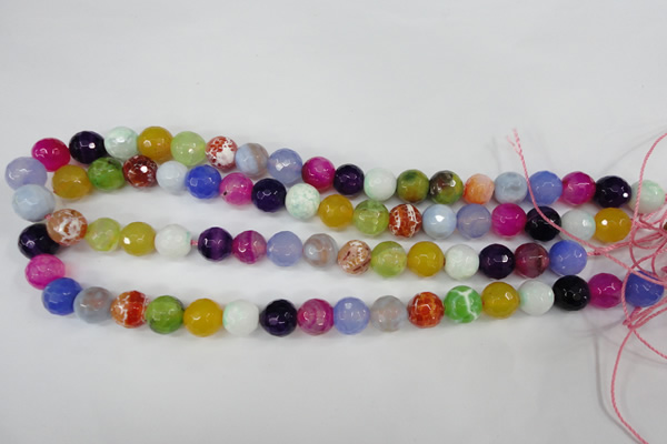 CAG4530 15.5 inches 10mm faceted round fire crackle agate beads