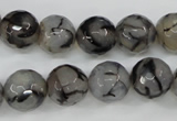 CAG4540 15.5 inches 12mm faceted round fire crackle agate beads