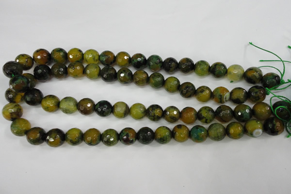 CAG4542 15.5 inches 12mm faceted round fire crackle agate beads