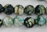 CAG4545 15.5 inches 12mm faceted round fire crackle agate beads