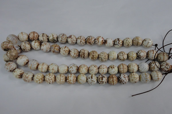 CAG4546 15.5 inches 12mm faceted round fire crackle agate beads