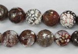 CAG4547 15.5 inches 12mm faceted round fire crackle agate beads