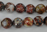 CAG4548 15.5 inches 12mm faceted round fire crackle agate beads