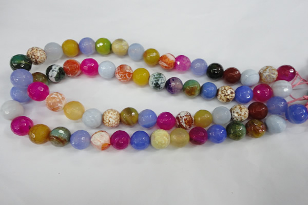 CAG4549 15.5 inches 12mm faceted round fire crackle agate beads