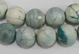 CAG4556 15.5 inches 14mm faceted round fire crackle agate beads