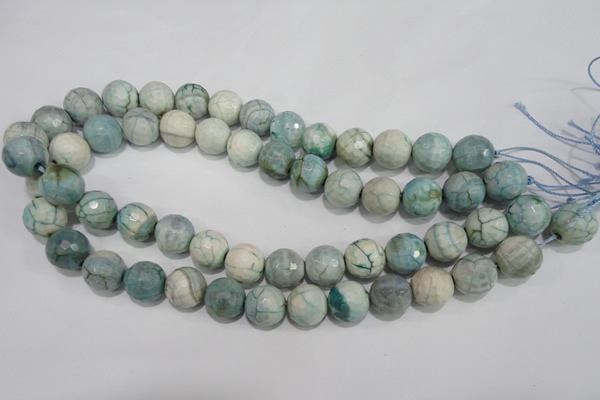 CAG4556 15.5 inches 14mm faceted round fire crackle agate beads