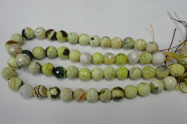 CAG4559 15.5 inches 14mm faceted round fire crackle agate beads