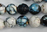 CAG4561 15.5 inches 14mm faceted round fire crackle agate beads