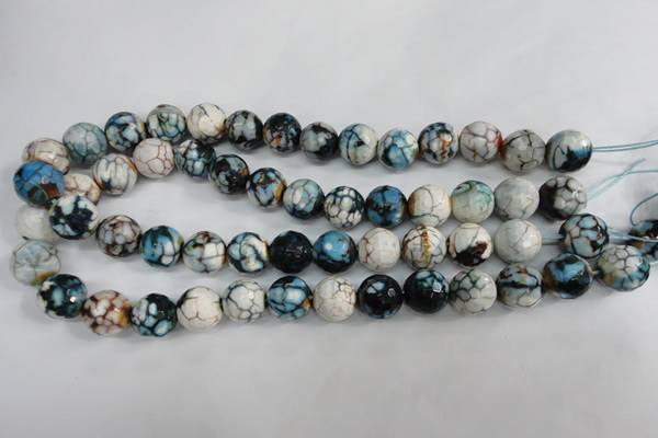 CAG4561 15.5 inches 14mm faceted round fire crackle agate beads