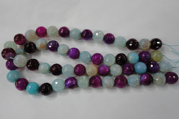 CAG4563 15.5 inches 14mm faceted round fire crackle agate beads