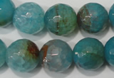 CAG4571 15.5 inches 16mm faceted round fire crackle agate beads