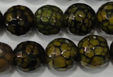 CAG4572 15.5 inches 16mm faceted round fire crackle agate beads