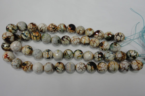 CAG4575 15.5 inches 16mm faceted round fire crackle agate beads