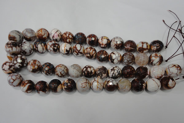 CAG4576 15.5 inches 16mm faceted round fire crackle agate beads