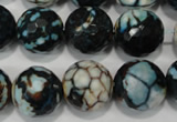 CAG4578 15.5 inches 16mm faceted round fire crackle agate beads