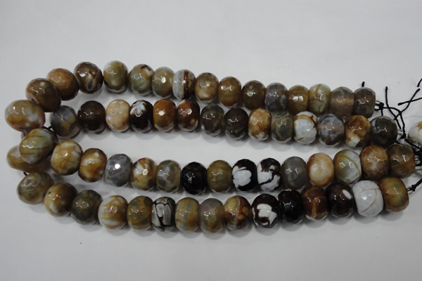 CAG4598 15.5 inches 12*16mm faceted rondelle fire crackle agate beads