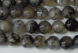 CAG4600 15.5 inches 4mm faceted round fire crackle agate beads