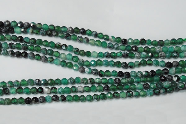 CAG4606 15.5 inches 4mm faceted round fire crackle agate beads