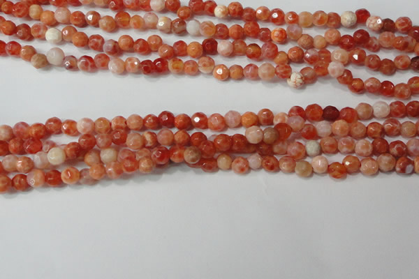 CAG4607 15.5 inches 4mm faceted round fire crackle agate beads