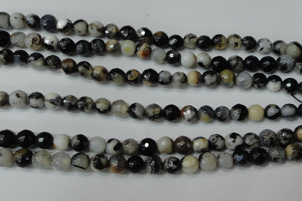 CAG4613 15.5 inches 6mm faceted round fire crackle agate beads