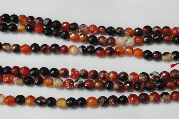 CAG4616 15.5 inches 6mm faceted round fire crackle agate beads