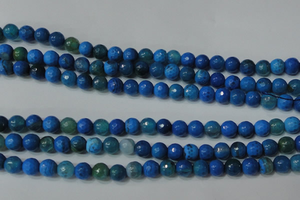 CAG4621 15.5 inches 6mm faceted round fire crackle agate beads