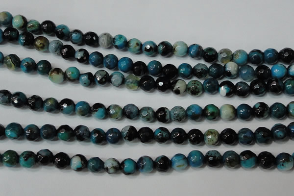 CAG4623 15.5 inches 6mm faceted round fire crackle agate beads