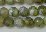 CAG4627 15.5 inches 6mm faceted round fire crackle agate beads