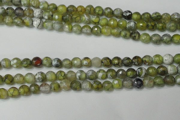 CAG4627 15.5 inches 6mm faceted round fire crackle agate beads