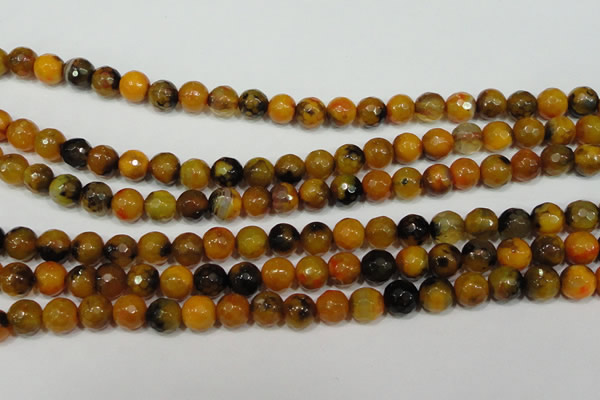 CAG4630 15.5 inches 6mm faceted round fire crackle agate beads