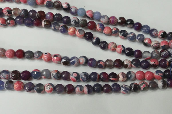 CAG4635 15.5 inches 6mm faceted round fire crackle agate beads