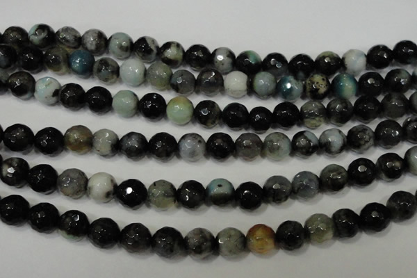 CAG4645 15.5 inches 8mm faceted round fire crackle agate beads