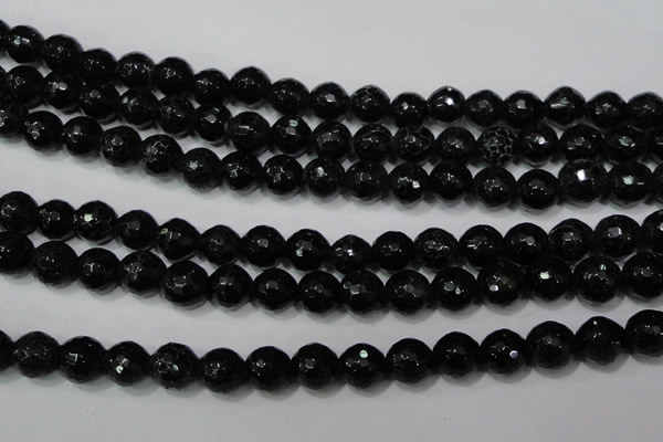 CAG4658 15.5 inches 8mm faceted round fire crackle agate beads