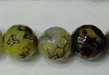 CAG4663 15.5 inches 10mm faceted round fire crackle agate beads