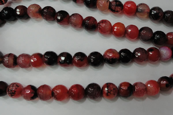 CAG4668 15.5 inches 10mm faceted round fire crackle agate beads