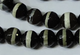 CAG4678 15.5 inches 12mm faceted round tibetan agate beads wholesale