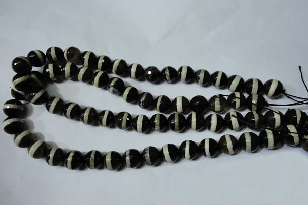 CAG4678 15.5 inches 12mm faceted round tibetan agate beads wholesale