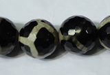 CAG4685 15.5 inches 18mm faceted round tibetan agate beads wholesale